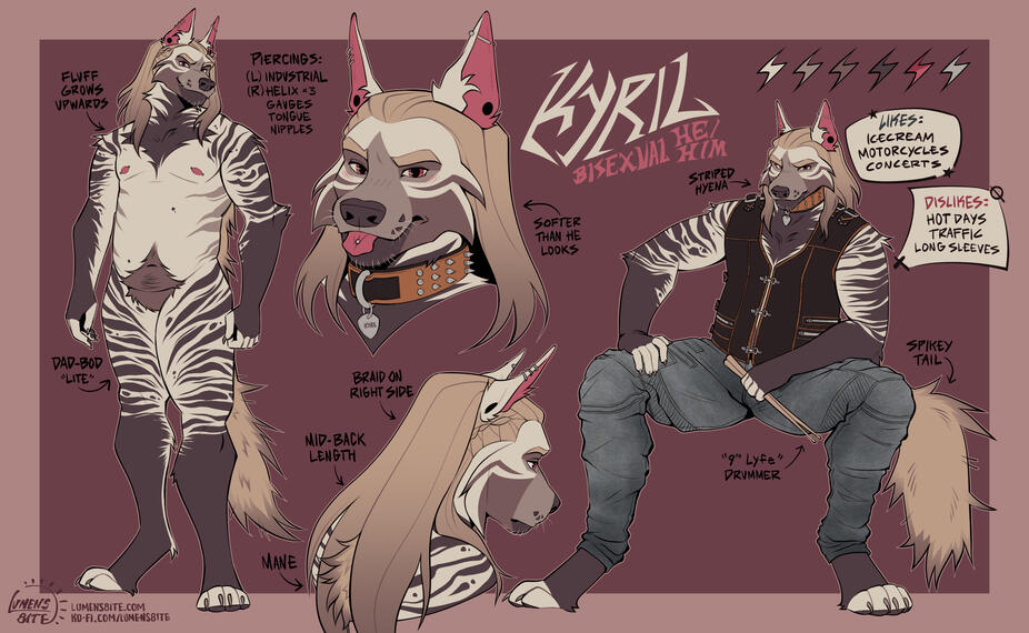 Standard sized reference sheet with the bust upgraded to a fullbody. Features a toned lioness.